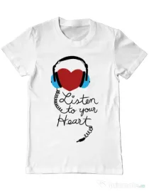 Tricou ADLER barbat Listen to your heart Alb