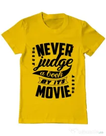 Tricou ADLER barbat Never judge a book Galben