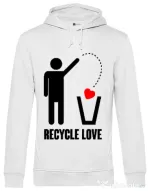 Hoodie barbat cu gluga Recycle love Alb