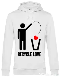 Hoodie barbat cu gluga Recycle love Alb