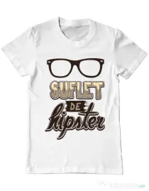 Tricou ADLER barbat Suflet de hipster Alb