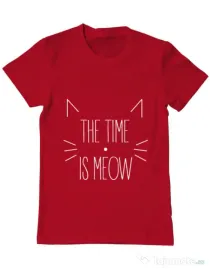 Tricou ADLER barbat The time is meow Rosu