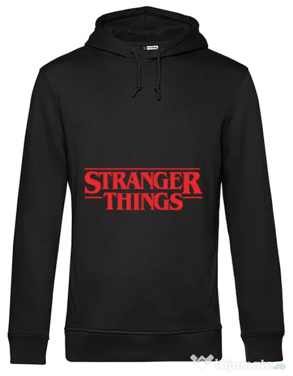 Hoodie barbat cu gluga Stranger things Negru