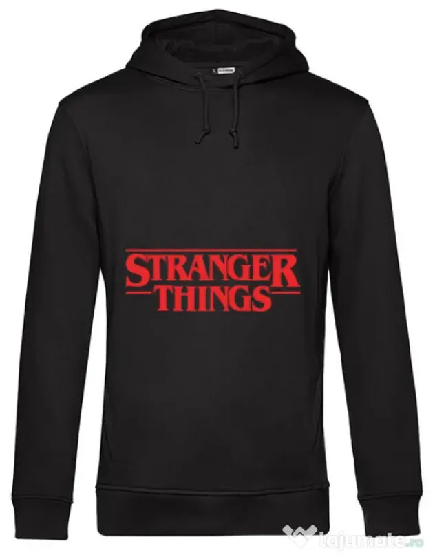 Hoodie barbat cu gluga Stranger things Negru