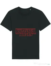 Tricou STANLEY STELLA barbat Stranger things outline Negru