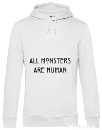 Hoodie barbat cu gluga All monsters are human Alb