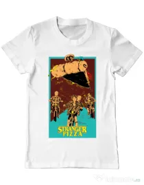 Tricou ADLER barbat Stranger pizza Alb