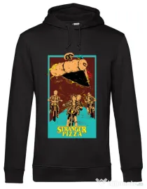 Hoodie barbat cu gluga Stranger pizza Negru