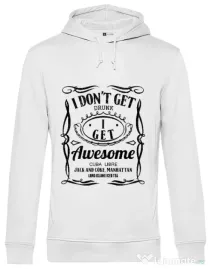 Hoodie barbat cu gluga I get awesome Alb