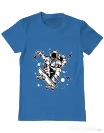 Tricou ADLER barbat Skate Space Albastru azuriu