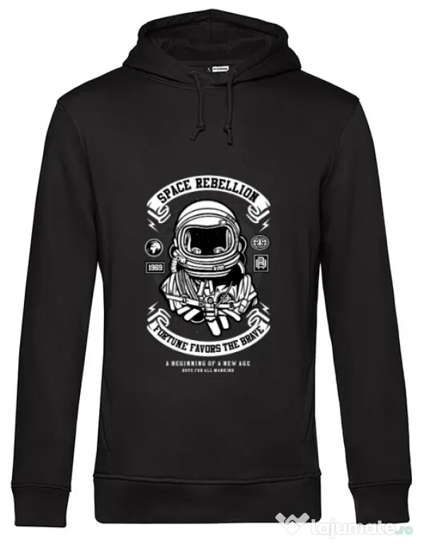 Hoodie barbat cu gluga Space Rebellion Negru