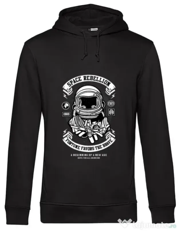 Hoodie barbat cu gluga Space Rebellion Negru