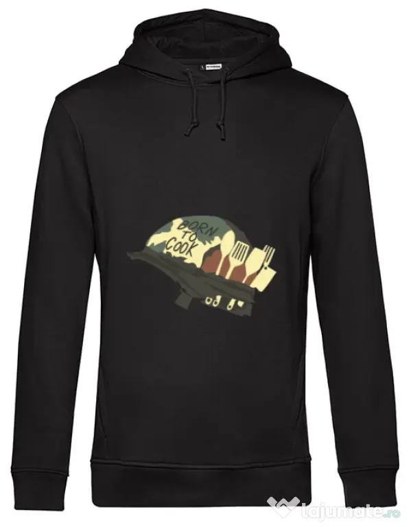 Hoodie barbat cu gluga Born To Cook Negru