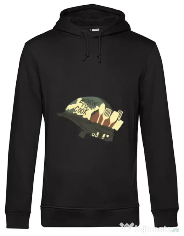 Hoodie barbat cu gluga Born To Cook Negru