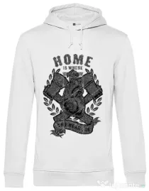 Hoodie barbat cu gluga Home Is Where Alb