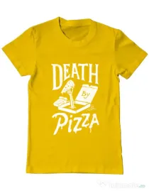 Tricou ADLER barbat Death By Pizza Galben