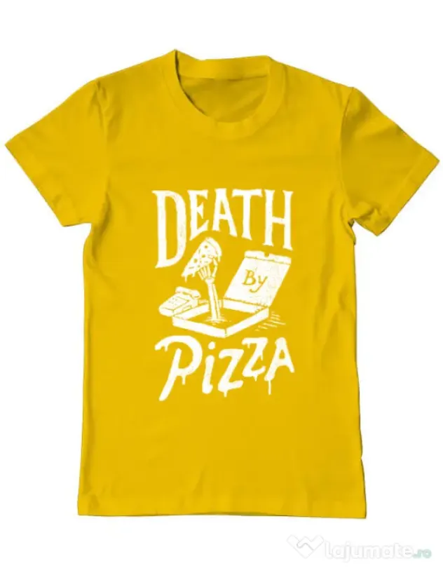 Tricou ADLER barbat Death By Pizza Galben