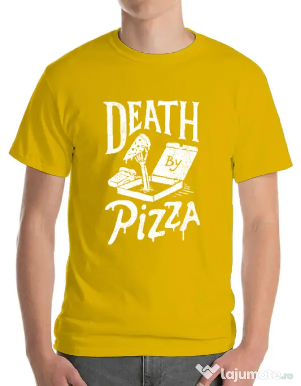 Tricou ADLER barbat Death By Pizza Galben
