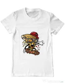 Tricou ADLER barbat Pizza Skater Alb