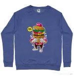 Bluza ADLER barbat I Love Burger Albastru melanj