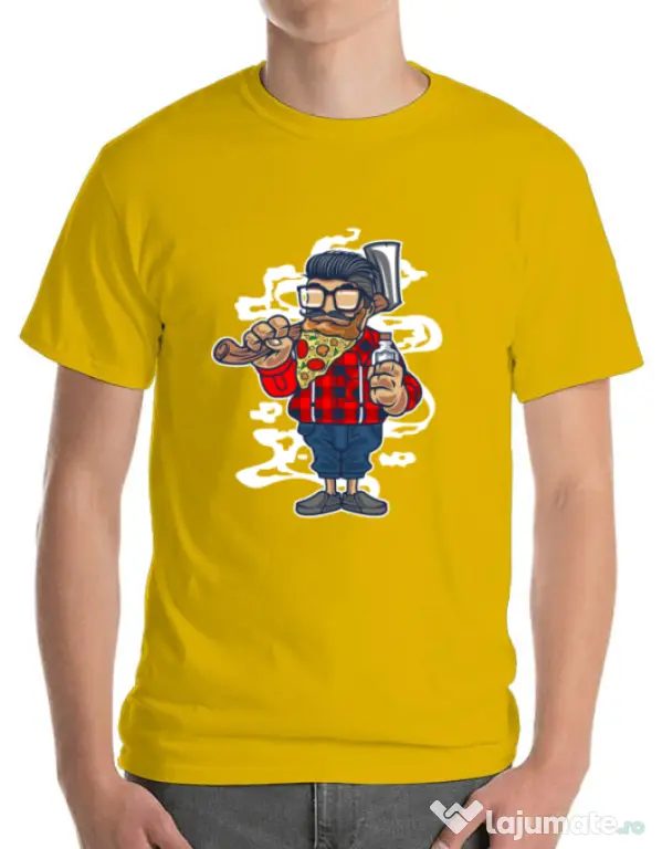 Tricou ADLER barbat Pizza Beard Galben
