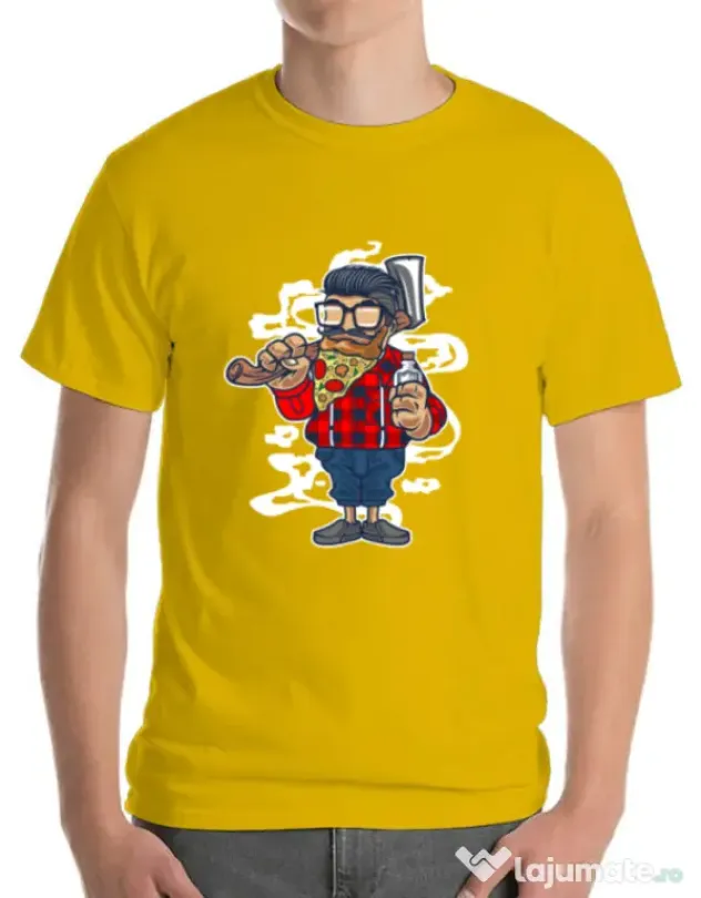 Tricou ADLER barbat Pizza Beard Galben