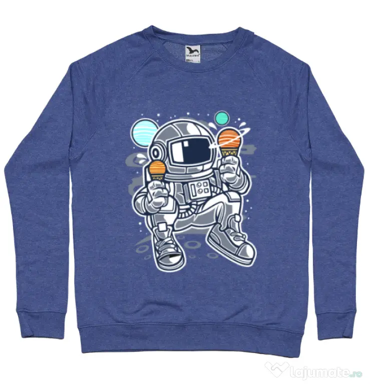 Bluza ADLER barbat Astronaut Ice Cream Albastru melanj