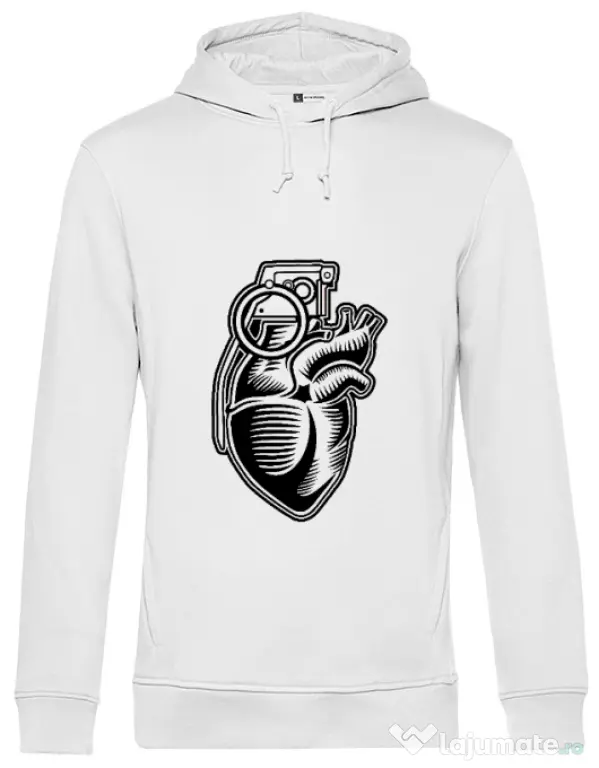 Hoodie barbat cu gluga Grenade Heart Alb