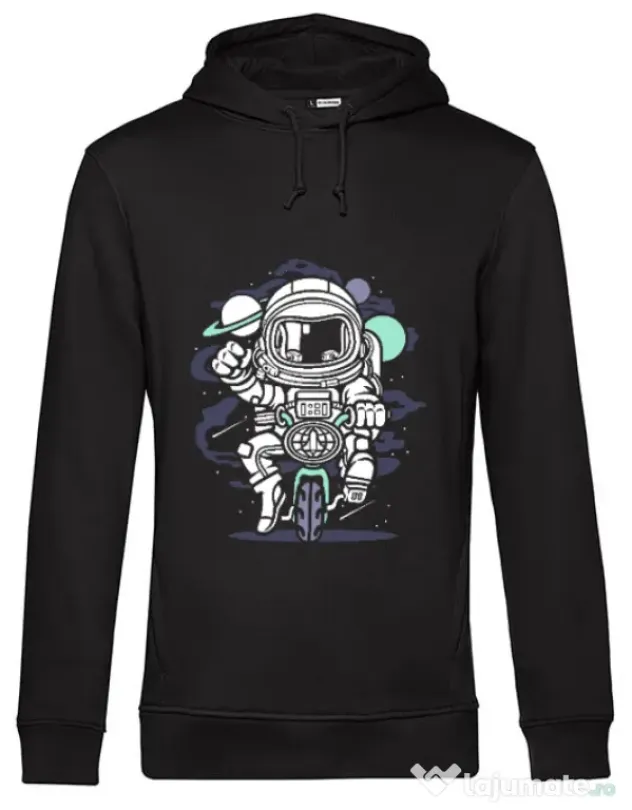 Hoodie barbat cu gluga Space Bike Negru