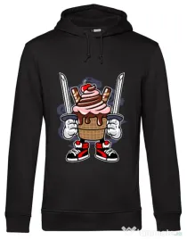 Hoodie barbat cu gluga Ice Cream Ninja Negru