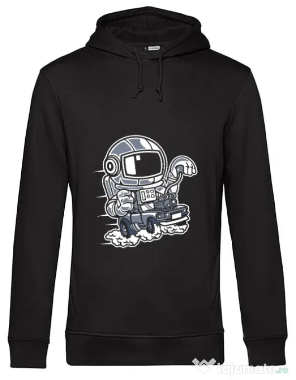 Hoodie barbat cu gluga Space Racer Negru