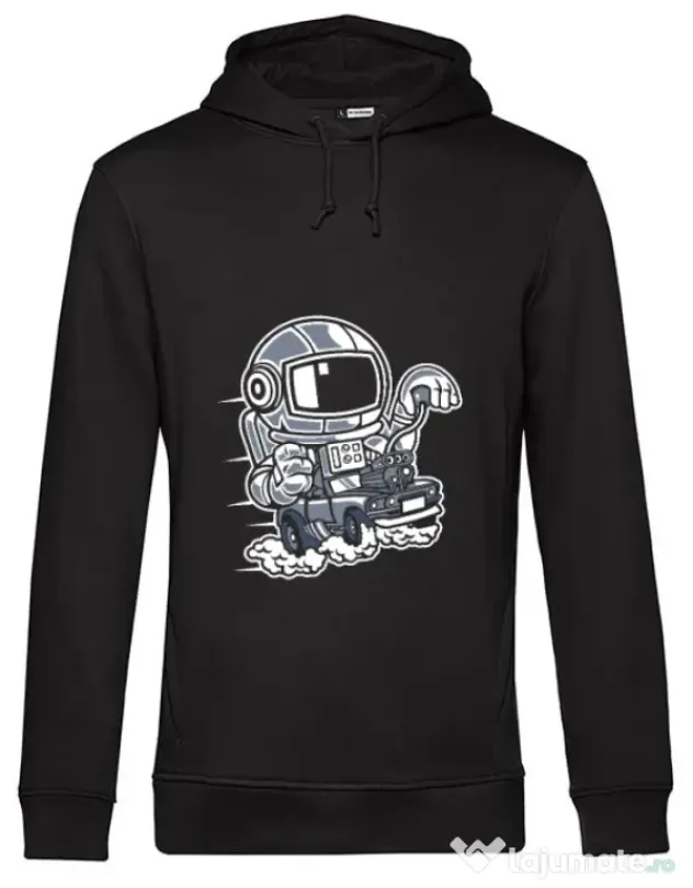 Hoodie barbat cu gluga Space Racer Negru
