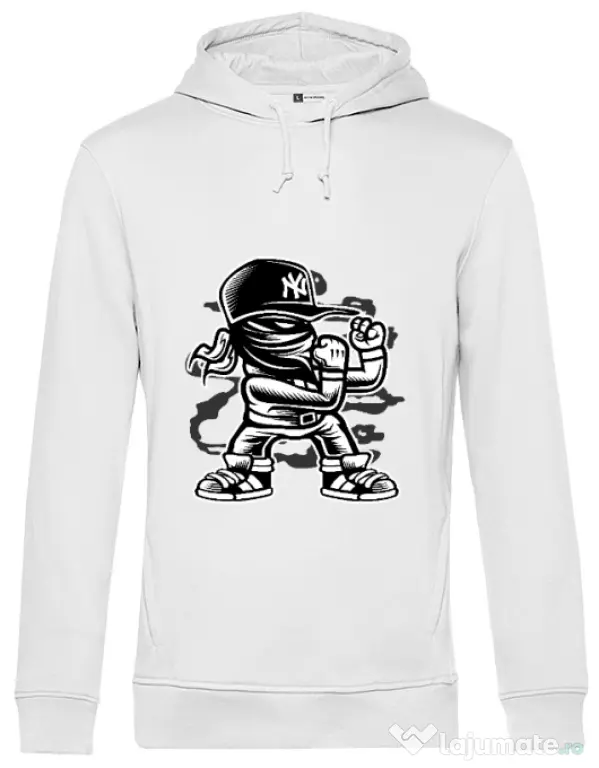 Hoodie barbat cu gluga Fighter Alb