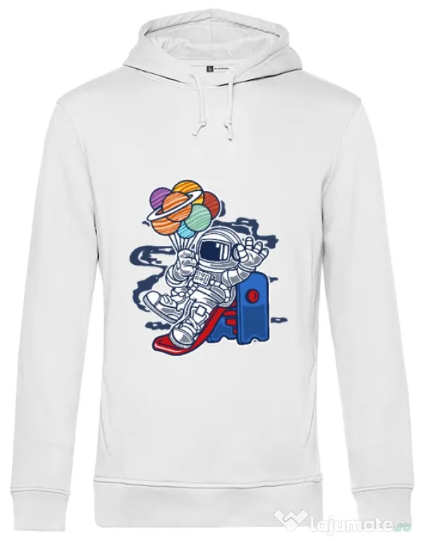 Hoodie barbat cu gluga Space Slider Alb