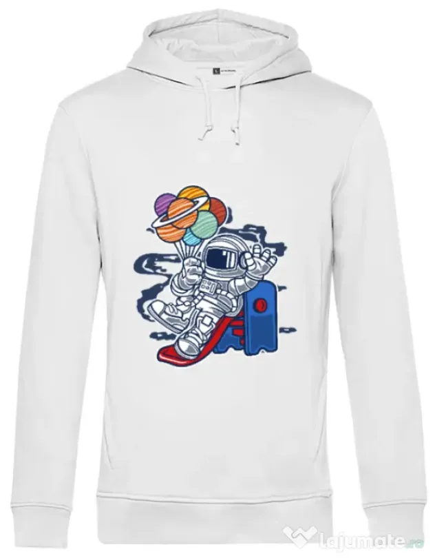 Hoodie barbat cu gluga Space Slider Alb