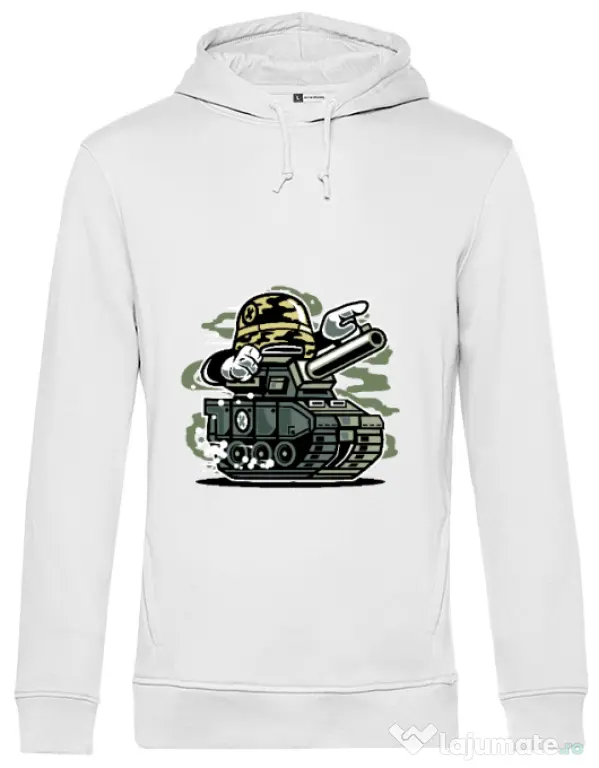 Hoodie barbat cu gluga War Tank Alb