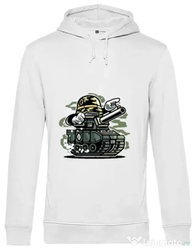 Hoodie barbat cu gluga War Tank Alb