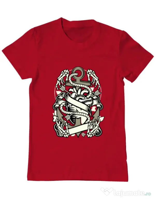 Tricou ADLER barbat Heart and Anchor Rosu