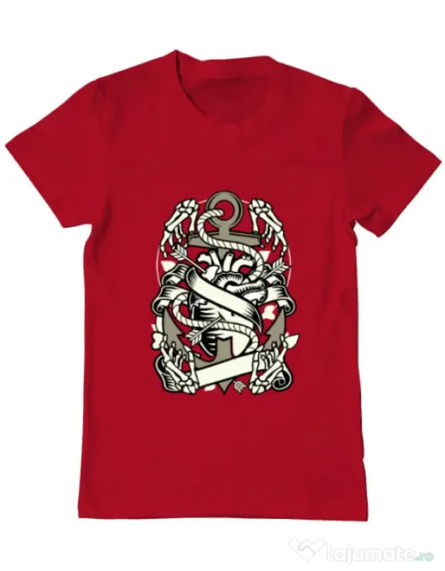 Tricou ADLER barbat Heart and Anchor Rosu