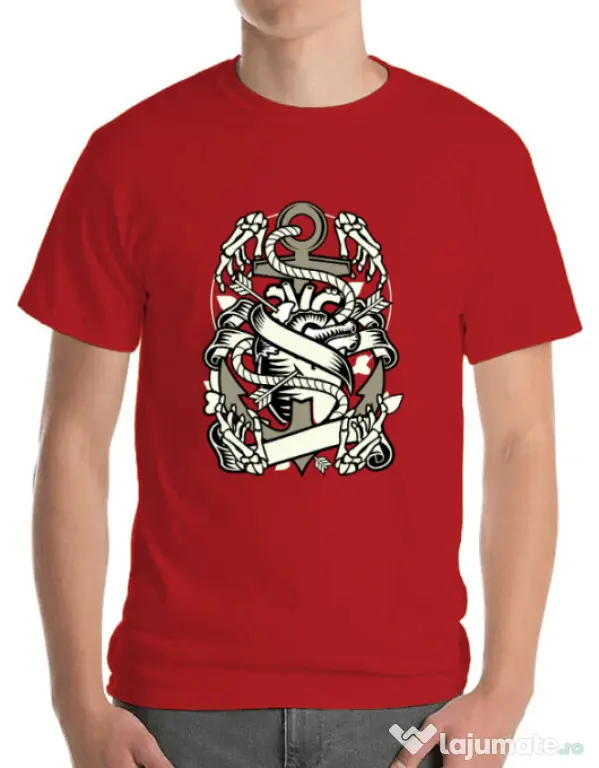 Tricou ADLER barbat Heart and Anchor Rosu