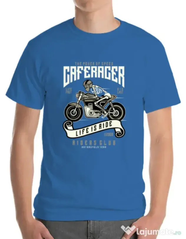 Tricou ADLER barbat Speed of Caferacer Albastru azuriu