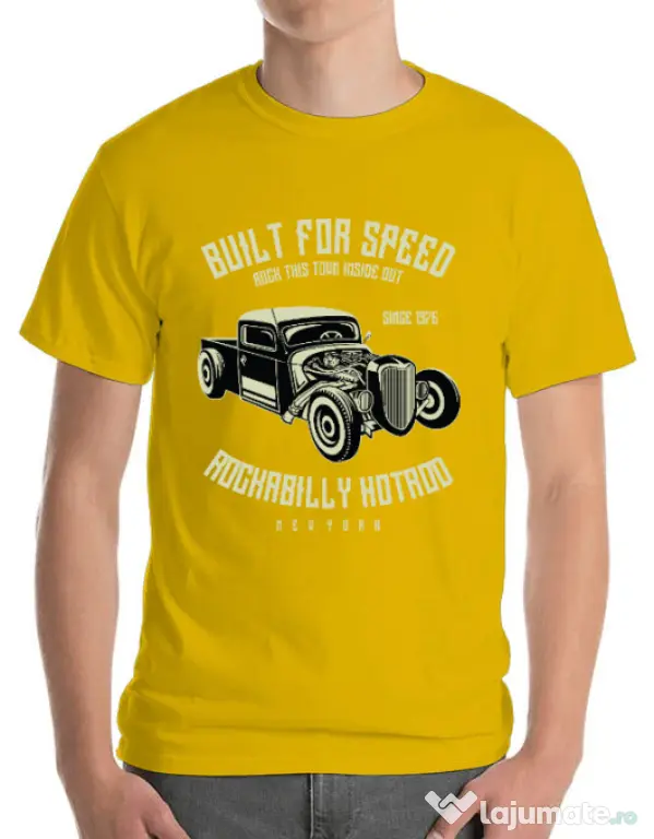 Tricou ADLER barbat Built For Speed Galben