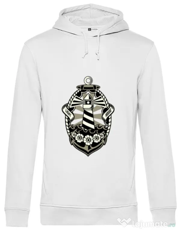 Hoodie barbat cu gluga Lighthouse Alb