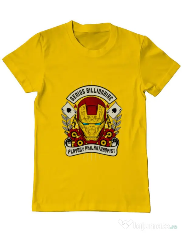 Tricou ADLER barbat Genius Billionaire Galben