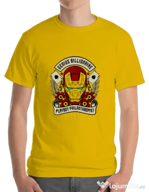 Tricou ADLER barbat Genius Billionaire Galben