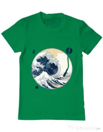 Tricou ADLER barbat The Great Wave off Sound Verde mediu