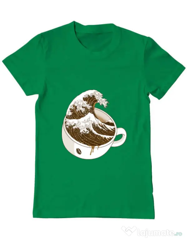 Tricou ADLER barbat The Great Wave off Coffee Verde mediu