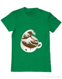 Tricou ADLER barbat The Great Wave off Coffee Verde mediu