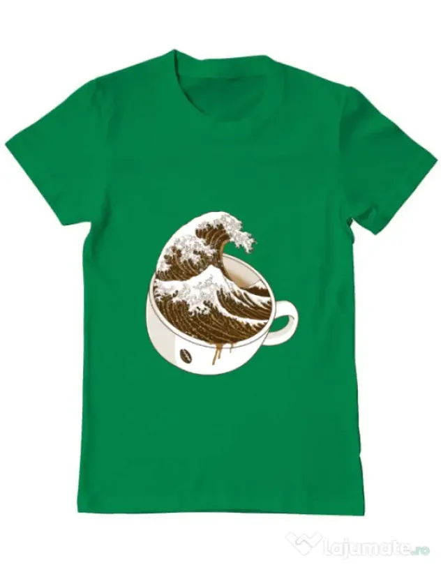Tricou ADLER barbat The Great Wave off Coffee Verde mediu