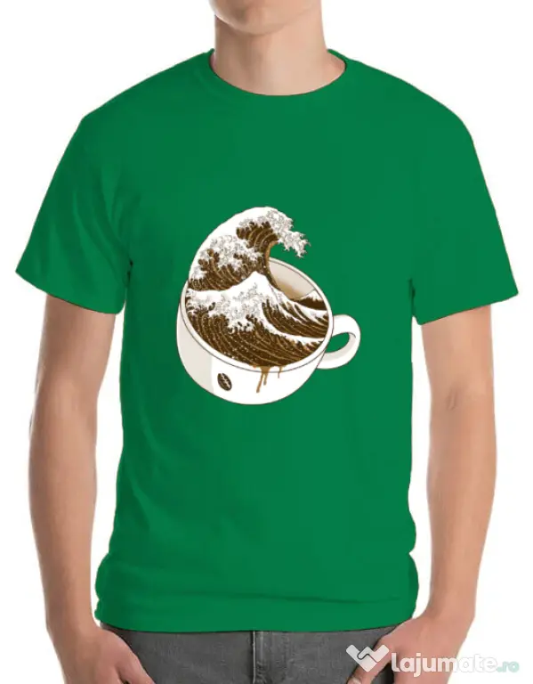 Tricou ADLER barbat The Great Wave off Coffee Verde mediu
